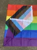 Bannerflaggor Rainbow Flag 90x150cm Banner 100d Polyester Double Side Penetration LGBT Gay Rainbow Progress Pride Flag med 2 grommets