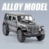 Auto modello Diecast Auto 1/22 Jeep Wrangver Pickup Truck Off-Road Vehicle Model Auto Simulazione del suono e giocattolo in metallo a fascio leggero Seriesl2405