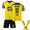 Football Jersey 21-22 New Home 9 Harland Set with Socks and Leg Guards # 11 Royce Soccer Jersey