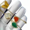 Vancleff high -end sieraden armbanden voor dames armband v goud vergulde liefde vlinder jade merg fritillaria lucky vijf bloemarmband origineel 1: 1 met echte logo -box