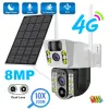 Cameras 8MP 4K Solar IP Camera 4G SIM Dual Lens Outdoor 10XZOOM PIR HUMAN DETECTION CCTV CACK CAME V380PRO SMART SMART SEACTY CAM