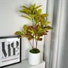 Dekorative Blumen 66/83 cm Künstliche Pflanzen Gefälschte Codiaeum -Äste Kunststoff Ficus Faux Blätter Tropische Pflanze für Wohnkultur