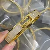 Designer armbandbrief Bangels mannen dames merk sieraden inleg kristal titanium staal 18k gouden polsband manchet houdt van geschenken