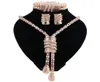 Nowy zestaw biżuterii ślubnej Goldcolor Crystal Naszyjnik Bransoletka dla indyjskich kobiet 039s Zestawy biżuterii odzież