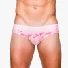 Costumes rose / violon Blue Flamingo Imprimé sexy Men de bain pour hommes sexy