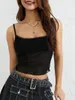 Tanks de mujer Camis Mujeres Spaghetti Camisoles Y Mesh Sheer Sleeveless Sling Camisetas para tanques Summer Solid Color Black Chalsts Club Dhln6