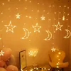 Star Moon LED Curtain Garland String Light Eid Mubarak Ramadan Decorazioni per la casa Islam Muslim Event Party Supplies Decor 240506
