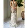 Casamento Defuso Defino Lindos Vestidos Lindos Sereia Vestido 3D Candidatos a Flores de Feathers Backless Court Made Made Plus Size Bridal Gown Vestidos de Novia