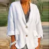 Giacche da donna Office in lino in cotone giacca da donna cappotti casual autunnali per vestiti bianchi sciolti sciolti blazer primaverili vintage
