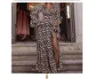 Robes décontractées de base Nouvelles robes imprimées léopard à manches longues décontractées pour femmes avec manches évasées Eet Style Robes plage de chemise en vrac Taille S-2xl