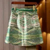 Signe Limiguyue Silky Silky Green Leopard Skirt Satin Women Chic Belt A-Line Brand Mini High High Waist Office E260