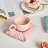 Tumblages Tasse en céramique de style nordique avec coaster Creative Couple Coffee Tea tasses Soucoupes Box cadeau cadeau Drinkware H240506