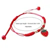 Charm Bracelets Set Of 2 Handmade Elegant Strawberry/Cherry Pendant Woven Hand Rope For Friend Couple