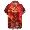 Men's Casual Shirts 2024 Happy New Year 3D Printed Blouses For Men Clothes Ethnic Chinese Short Slve Goth Red Dragon Graphic Shirts Boy Gift Tops Y240506