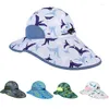 Bérets Hat Kids Girl Boy Summer Neck Flap Uv Protection Big Brim Cap Beach Accessoire pour les vacances de pêche extérieure printemps