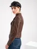 Women's Leather Fashion Faux Jackets Long Sleeve Zipper Slim Motorcycle Biker Coat Tops Spring Autumn Loose Outwear