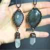 Chaines 10pcs Copper rustique Amethyst Labradorite Statement Goth Collier Crystal Chakra Talisman Amulet Emo Charm Jewelry