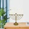 Houders 7/9 Branch Hanukkah Candlestick Holder Gold Metal Metal Menorah Candle Holder Antifade Metal Candle Holder Home Decor ornamenten