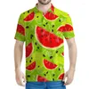 Polos para hombres Aloha patrón de sandía de sandía polo ropa para hombres harajuku mangas cortas tees hawaian 3d estampados de frutas estampadas camisetas