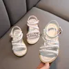 Sandals Girls Fashion Childrens Baby Blarkling Rhinestone Princess Little Shoes Single H240506