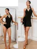 Stage Wear Women Adult Latin Dance Costume Backless Jumpsuit With Chest Pad National Standard Cha Training Suit