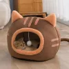 Huizen SemiSeclosed Cat Bed niet -slip Pet Kitten Kitten House Indoor Sleeping Katten Cave Bed pluche opvouwbare kleine honden tent spul
