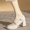 Casual schoenen vintage elegante vrouw hielte Mary Janes buckle strap zapatos mujer rond teen chunky hakken mode chaussures femme
