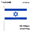 Accessoires Yazanie 14*21cm 50/100 stcs Israël Handgolfvlaggen Kleine fladderende vlag Afdruk schudvlag Banner Banner Parade Gratis verzending