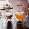 Gobelers 1pc tasses en forme de coeur tasse à café en verre avec tasse de thé à thé de couche à boissons h240506