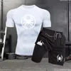 メンズトラックスーツスポーツ快適なTシャツアウトドアレジャージムフィットネス圧縮スーツバドミントンテニストレーニングサマーS-3XL