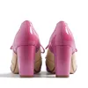 Kleding schoenen roze luxe oxfords dames hoge dikke hakken octrooi leer elegante amandel teen veter girls werk bunises size fowt 39 40