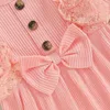 Flickans klänningar Autumn New Baby Girl Dress Cotton Baby Girl Girls Lace Patchwork Ribbed Ruffle Long Sleeve Dresses Casual Princess Clothl2405