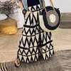 Schermata casual boho spiaggia in alto in giro hems ladies signore pendolari eleganti gonne lunghe donne wave wave pattern stampare a-line