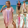 Летняя женская сексуальная мода пляжная платье на пляже, вязаная бахрома, платье для бикини