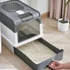 Boxen Katzenstreubox mit UVC Ultraviolettfunktion Großer geschlossener oberer Eingang Antisplashing -Katzentoilette mit Deckel bequemer Autooff