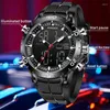 Armbanduhr Lige Sport Watch für Männer Luxus Dual Display 50m wasserdichte Quarz Uhr Uhr Chronograph Digital Wecker Militärmaschine Armbanduhr