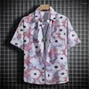 Mäns avslappnade skjortor Summer Hawaiian Short Sleeve Overdimasy Flower Pattern Social Elegant Fashion Beach Harajuku Luxury Style