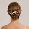 Hair de mariage bijoux mariée fleur peigne peigne golden feuille épingle à cheveux clip hinestone perle tiara élégant comport couvre-coiffure de mariage bijoux de mariage