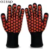 Handschuhe Ozero neuer BBQ -Handschuh Hochtemperaturwiderstand Ofenhandschuhfeuerfeuergrill Wärmeisolierung Mikrowelle Outdoor -Handschuhe Männer 9052