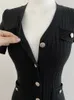 Summer Midi Dres a maglia Black BodyCon Corea Style Ruffies Dresses Abiti da donna casual Fashion Elegante 2023 240416