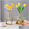 Vases 2Pcs/Set Flower Pot Corrosion-Resistant Gift Modern Metal Bracket Ornament Plant Holder Household Accessories Drop Delivery Ho Dhvtf