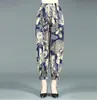 Designer di marchi Nuovo Silk Ice Pantaloni da donna Pantaloni Casual Lantern Pant Inchiostro Stampare Pantaloni di seta di seta di ghiaccio in pizzo alto