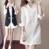 Robes décontractées robe de chemise blanche Femme printemps été coréen mode simple couleur solide chemises longues dame lâches choux midi respirants tops