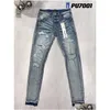 Jeans jeans pantaloni in jeans ginocchiera di dimensioni dritte 28-40 motocicletta alla moda di alta gamma di qualità di alta gamma designer viola jean Men women hole otaq1