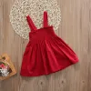 Klänningar 036månter baby flicka ärmlös sling klänning söt båge stropplös rygglös prinsessa klänning för spädbarn flickor solid röd sommarklänning
