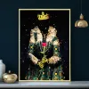 Royal King und Königin Leinwand Malerei Frauen mit Kronenplakaten Wandkunst Bilder für Wohnkulturhänge Mural Frameless