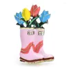 Broches wulibaby belles bottes de pluie florale pour femmes caricatures en émail 2 couleurs fête des épingles de broche décontractées