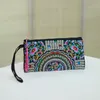 DHL50pcs Coin Purses National Style Embroidery Retro Cotton Phone Long Wallet For Women Mix Color