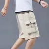 Men's Shorts Mens cargo shorts solid color multi-color pocket shorts summer elastic waistband drawstring cargo shorts casual mens shortsL2405