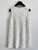 Basic Casual Dresses Designer 24 Zomer Nieuw product Kleine geurige wind kleurrijk gebreide mouwloze jurk CUF2